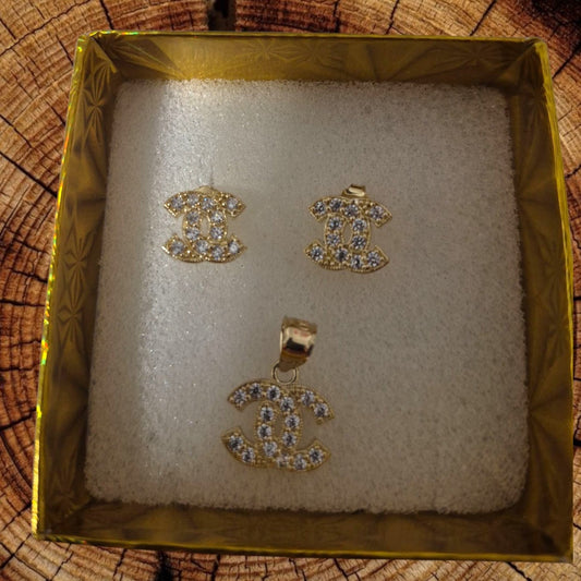 Set Dije y Aretes Channel - 10 k