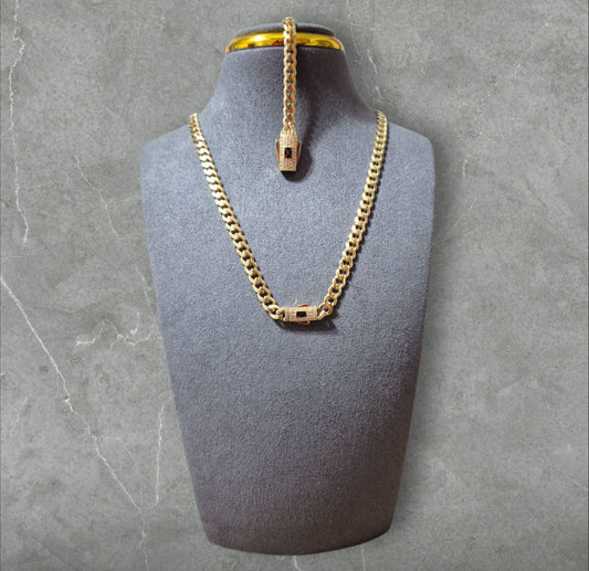 Set Cadena y Manilla Monaco - 14 k